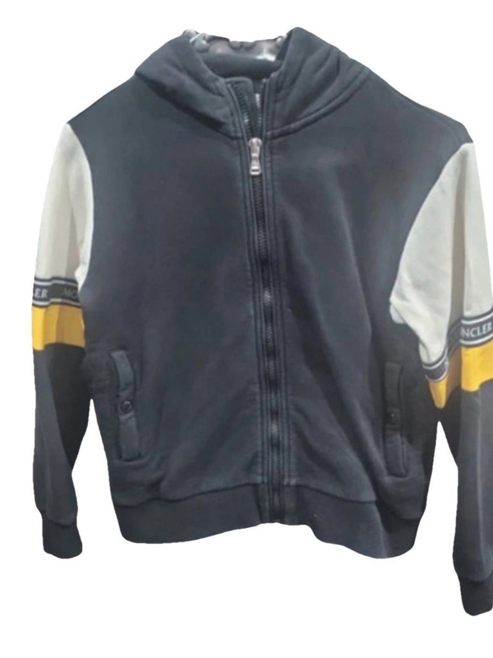 Moncler Black, White & Yellow Zip-Up Hoodie